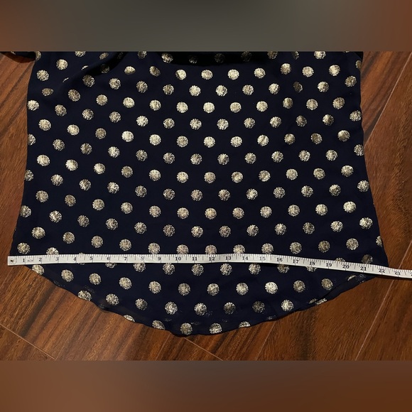 Joseph Ribkoff women’s 6 blouse, polka dot ruffle top, midnight blue and gold - Picture 8 of 11